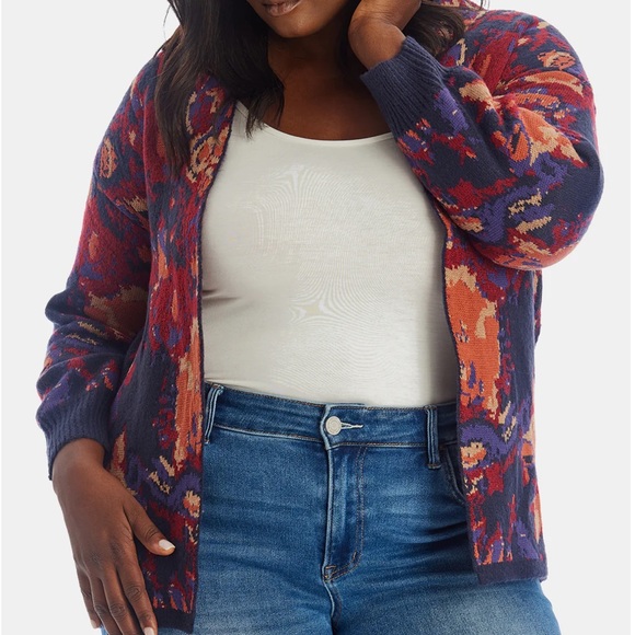 Lord & Taylor | Adyson Parker Jacquard Cardigan Spiced Tea & Roses 🥀 Sz XL - Picture 3 of 12